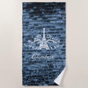 Toalha De Praia Torre Azul Eiffel Torre Grunge Beach Towel