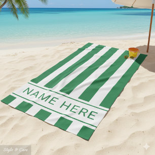 Toalha De Praia Torre branca verde-branca Seafoam com o seu nome