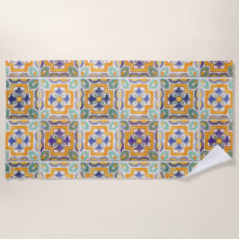 Toalha De Praia Torre de praia Azulejo Laranja-Verde-Azul