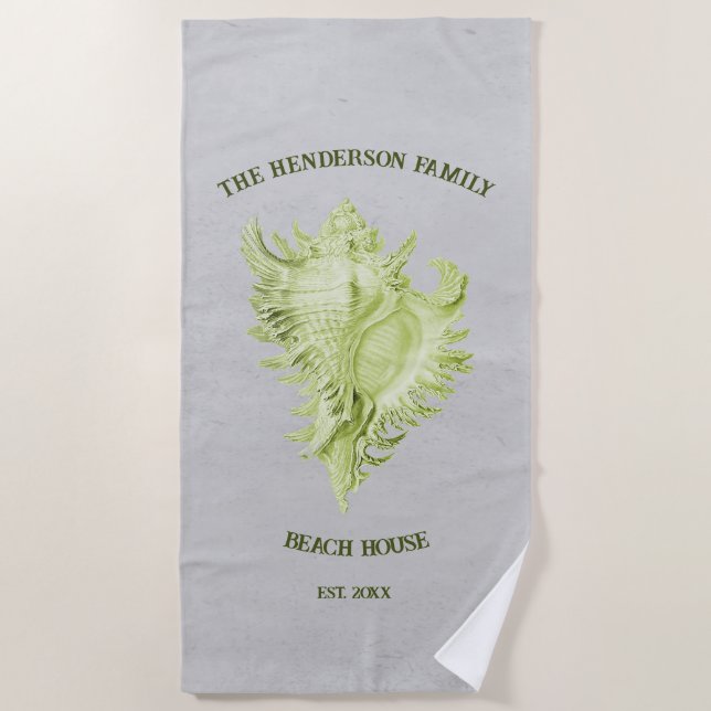 Toalha De Praia Torre de praia de Conch Verde (Frente)