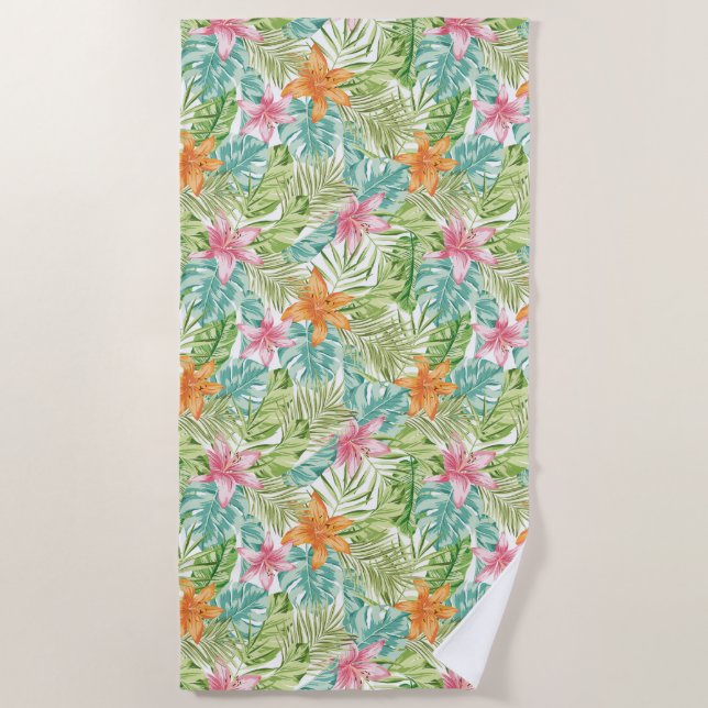 Toalha De Praia Torre de praia de Impressão de Verão tropical (Frente)