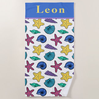 Toalha De Praia Torre de praia personalizada da Seashell