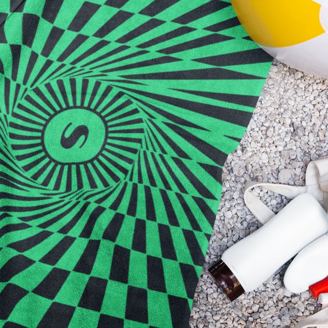 Toalha De Praia Torre de Praia Personalizada Sun Graphic Rays Verd (Criador carregado)