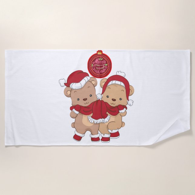 Toalha De Praia Torre Festiva Feliz de Natal (Frente)