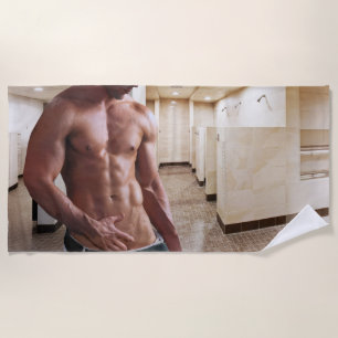 Toalha De Praia Torso masculino musculoso sem camisa de SlipperyJo