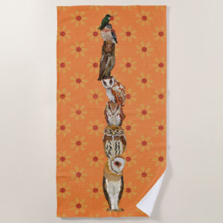 TOALHA DE PRAIA TOTEM POLE DE AVES DE BAIXO