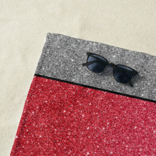 Toalha De Praia Towel Beach Towel em Red/Silver Glitter