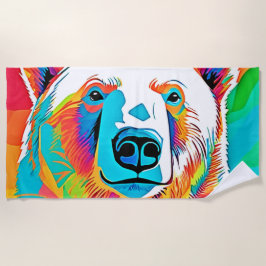 Toalha De Praia Trabalho de arte de Cabeça de Urso Vibrante