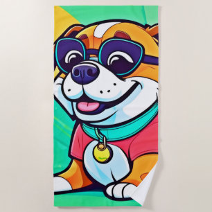 Toalha De Praia Trabalho de arte de Estilo de Cartoon Pup legal