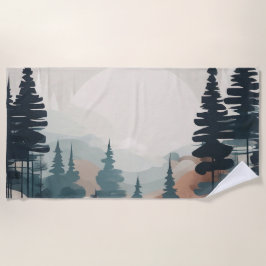 Toalha De Praia Trabalho de arte de Paisagem de Floresta de Boho