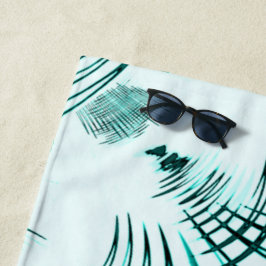 Toalha De Praia Traço curvo do aqua ciano cruzado sobre fundo leve