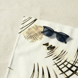 Toalha De Praia Traços curvos castanho-castanho-rosado, fundo clar