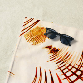 Toalha De Praia Traços curvos vermelhos cruzados com efeito envelh