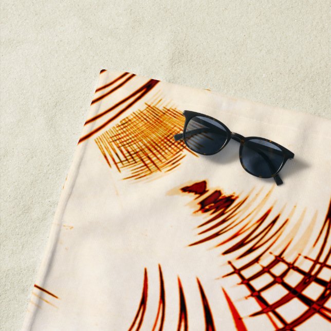 Toalha De Praia Traços curvos vermelhos cruzados com efeito envelh (In Situ)