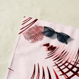 Toalha De Praia Traços curvos vermelhos cruzados sobre fundo leve