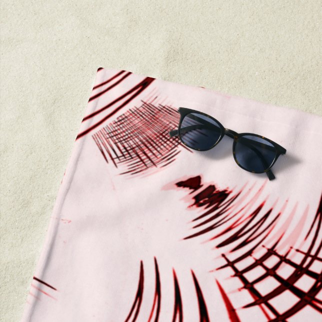 Toalha De Praia Traços curvos vermelhos cruzados sobre fundo leve (In Situ)