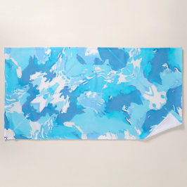 Toalha De Praia Traços de Abstrato branco e azul claros