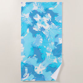 Toalha De Praia Traços de Abstrato branco e azul claros