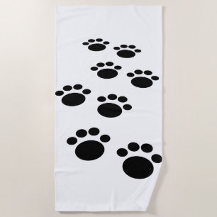 Toalha De Praia Traje de Pet Paw de Cartoon Preto