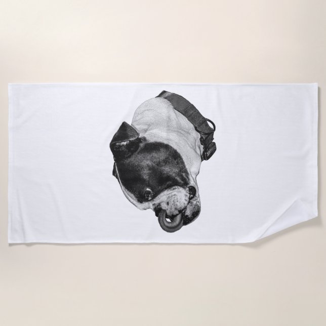 Toalha de Praia Tranquila Bulldog (Frente)