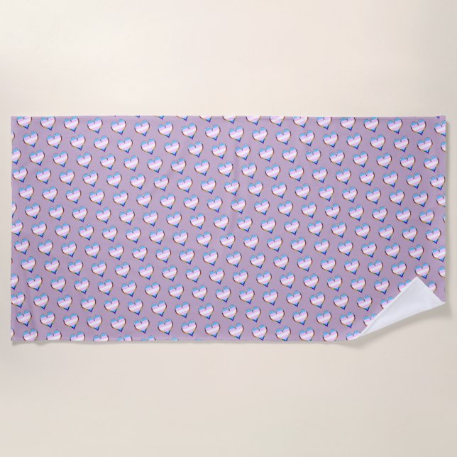 Toalha De Praia Trans Pride Heart Pattern Beach Towel (Frente)