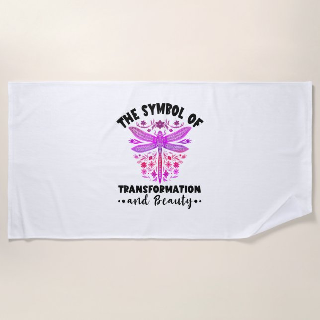 Toalha De Praia Transformação Beleza Natureza Insetos Dragões Dr. (Frente)