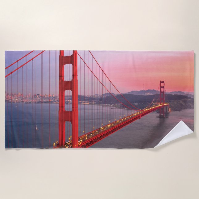 Toalha De Praia travesseiro decorativo da ponte ouro (Frente)