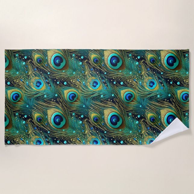 Toalha De Praia Travesseiro decorativo de Paixão de Peacock (Frente)