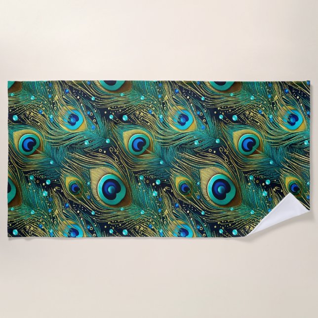 Toalha De Praia Travesseiro decorativo de Paixão de Peacock (Frente)