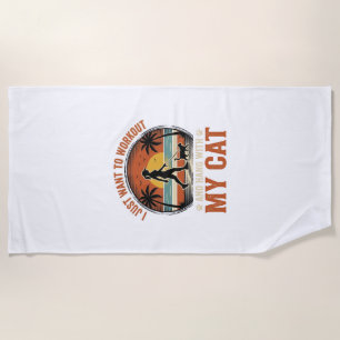 Toalha De Praia Treino E Ficar Com Meu Gato Camisa Vintage Design_