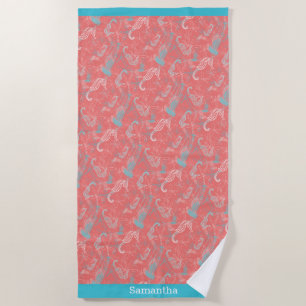 Toalha De Praia Trendy Bright Coral Sea Life