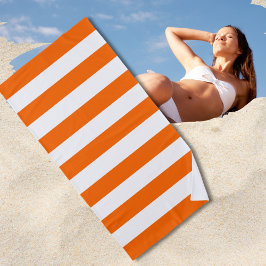 Toalha De Praia Trendy Bright Summer Hot Orange Horizontal Strips