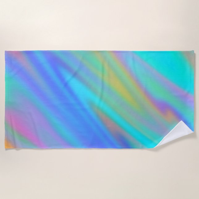 Toalha De Praia Trendy luxuoso azul roxo, azul, holográfico (Frente)