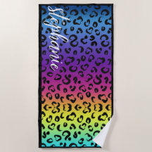 Trendy Rainbow Leopard Imprimir Nome Personalizado