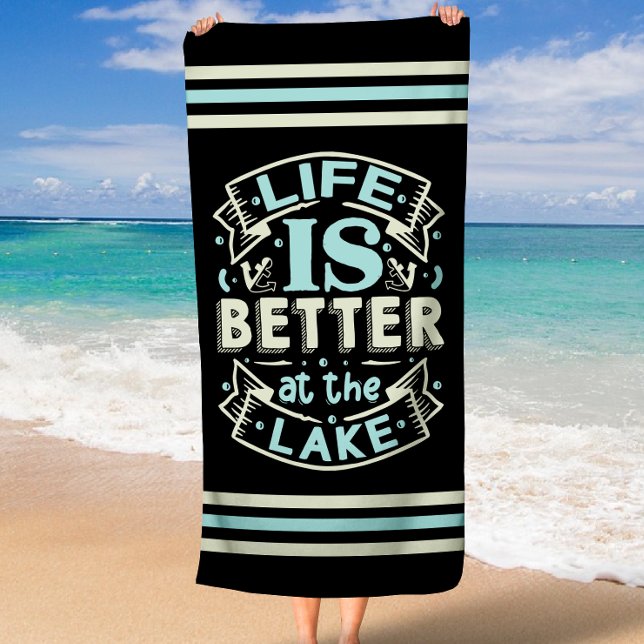 Toalha De Praia Trendy Summer Life é melhor no lago (Trendy Summer Life is Better at the Lake Beach Towel)