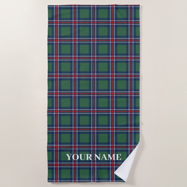 Toalha De Praia Trendy tartan plaid pattern personalized (Frente)