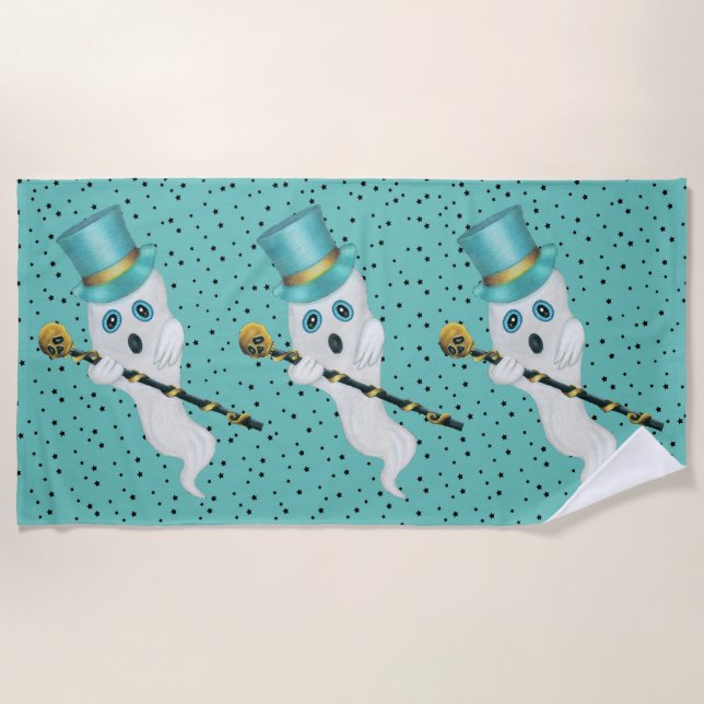 Toalha De Praia Três fantasmas Ricos em Tops Hat Canaliza Estrelas (Frente)