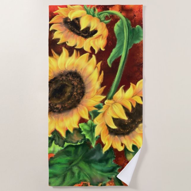 Toalha De Praia Três Sunflower Beach Towel (Frente)