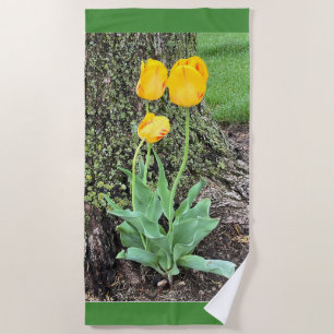 Toalha De Praia Três Tulipas Amarelas /