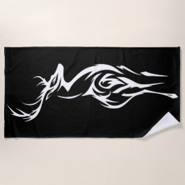 Toalha De Praia Tribal Deer Silhouette Minimal Black White Design