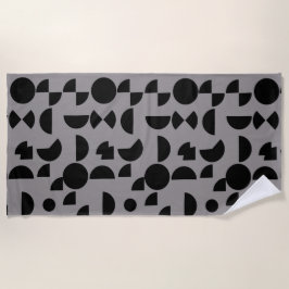 Toalha De Praia Tribal Geométrico Moderno da Cinza Negra