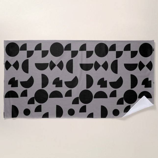 Toalha De Praia Tribal Geométrico Moderno da Cinza Negra (Frente)