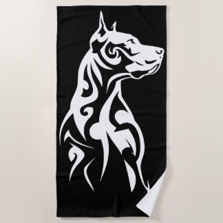 Toalha De Praia Tribal Pitbull Minimal Black and White Design