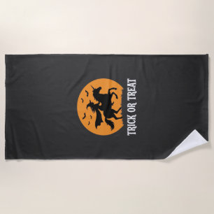 Toalha De Praia Trick or Treat Bruxa Unicórnio Design de Halloween