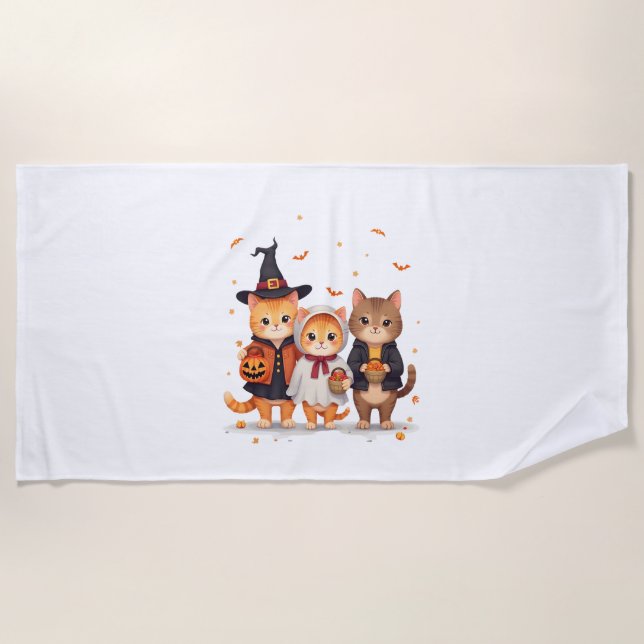 Toalha De Praia Trick-or-Treat Cat Squad (Frente)