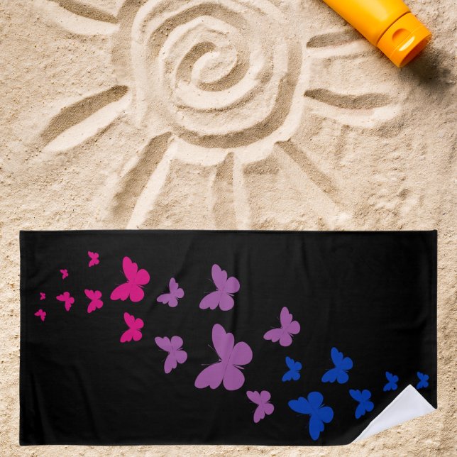 Toalha De Praia Trilha da Borboleta do Orgulho Bissexual (Criador carregado)