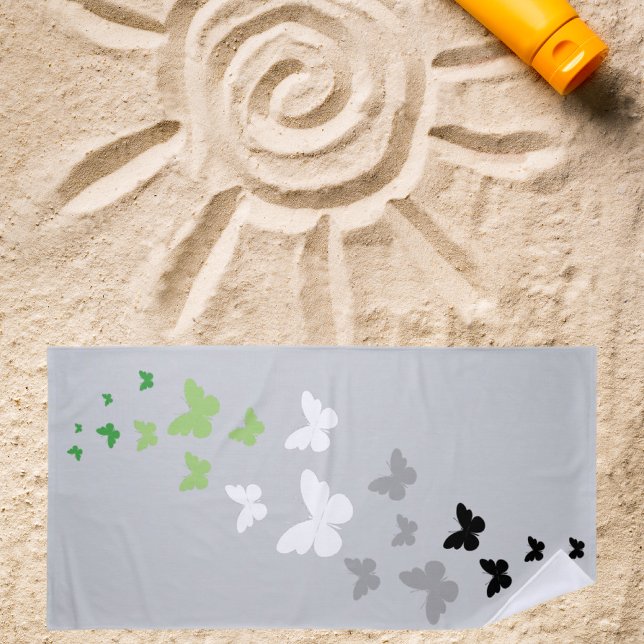 Toalha De Praia Trilha de Borboleta do Orgulho Aromântico (Criador carregado)