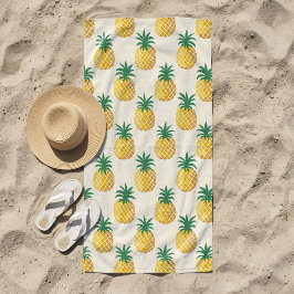 Toalha De Praia Tropic Gold Tons Amarelos de Abacaxi