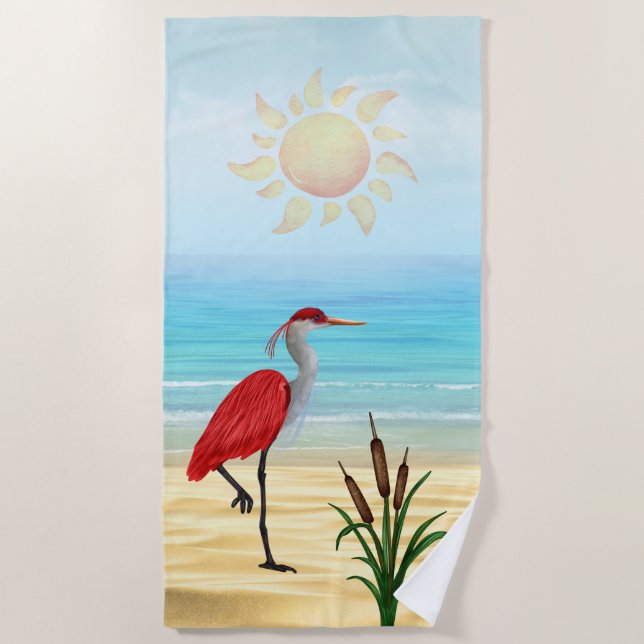 Toalha De Praia Tropical Beach Heron Beach Towel (Frente)