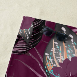 Toalha De Praia Tropical Burgundy Hibiscus Floral